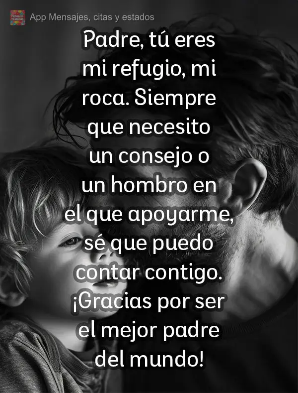Padre, tú eres mi refugio, mi roca. Siempre que necesito un consejo o un hombro en el que apoyarme, sé que puedo contar contigo. ¡Gracias por ser el m...