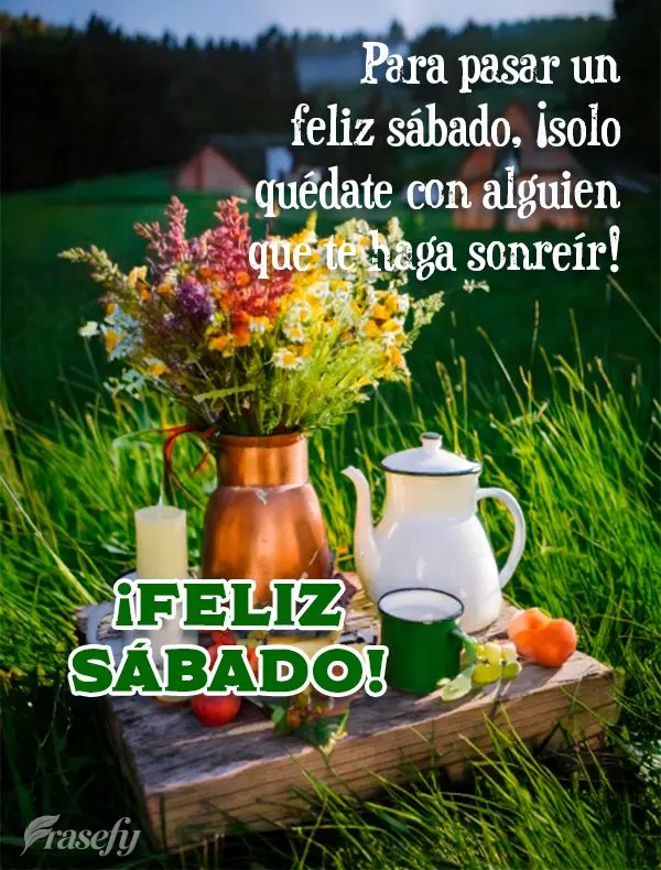 Para pasar un feliz sábado, ¡solo quédate con alguien que te haga sonreír! ¡Feliz sábado!