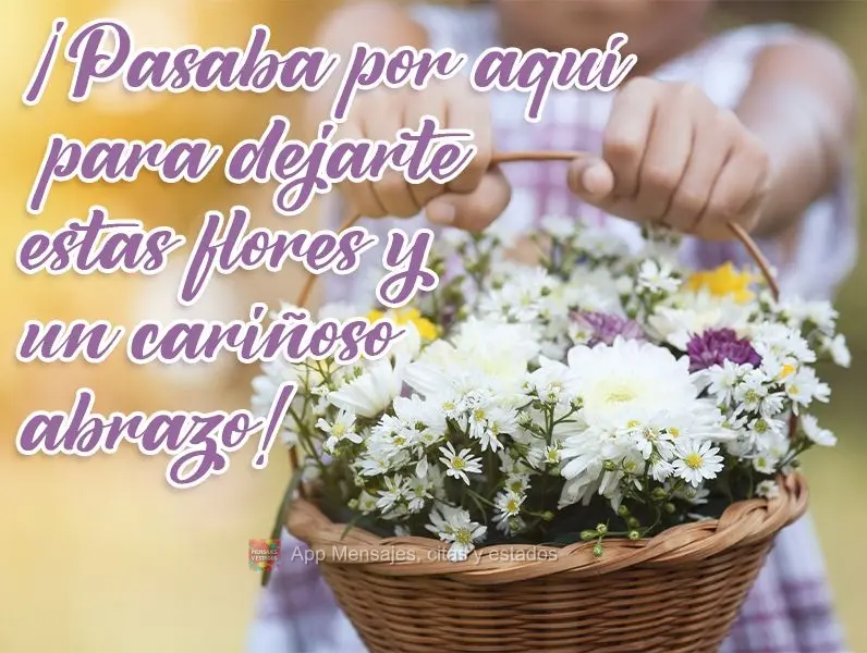 ¡Pasaba por aquí para dejarte estas flores y un cariñoso abrazo!