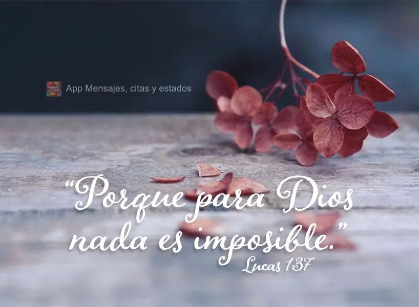 "Porque para Dios nada es imposible." Lucas 1:37