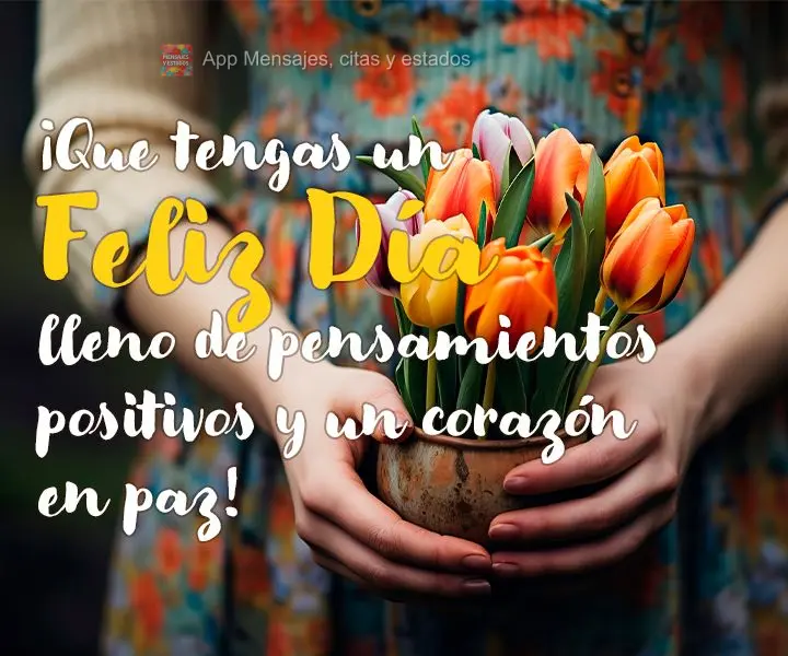 ¡Que tengas un feliz día lleno de pensamientos positivos y un corazón en paz!