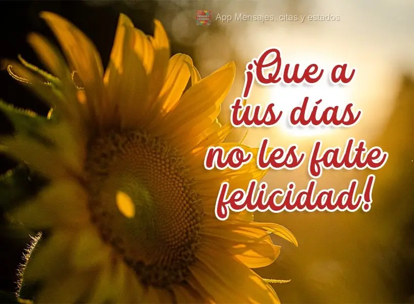 ¡Que a tus días no les falte felicidad!