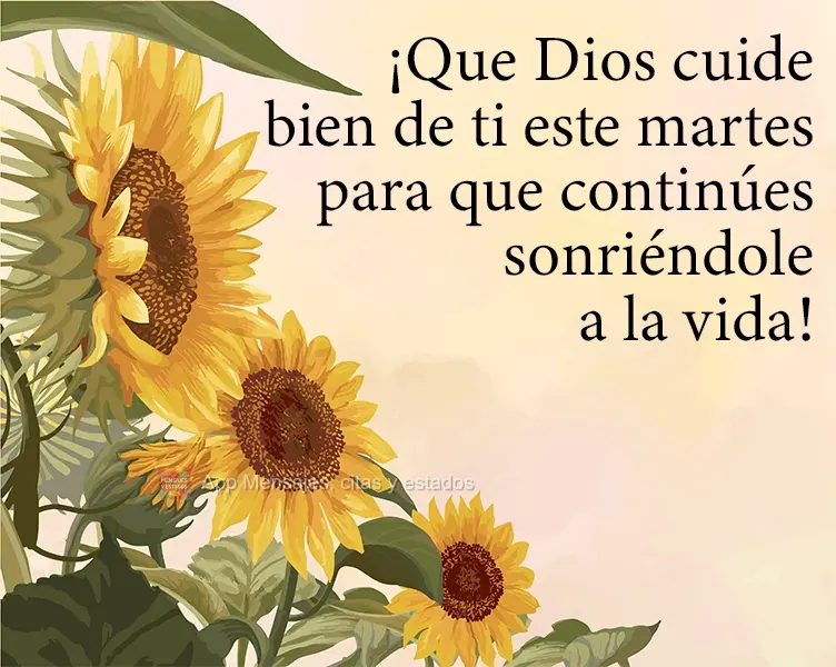 ¡Que Dios cuide bien de ti este martes para que continúes sonriéndole a la vida!