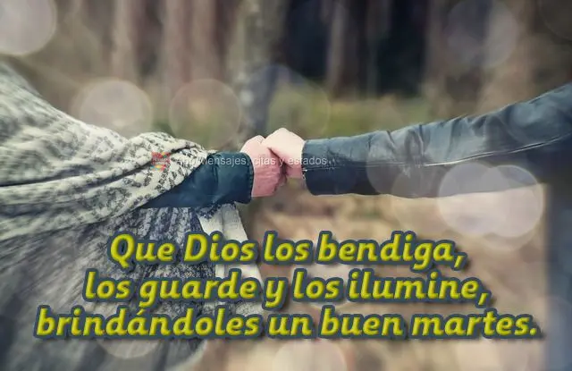 Que Dios los bendiga, los guarde y los ilumine, brindándoles un buen martes.