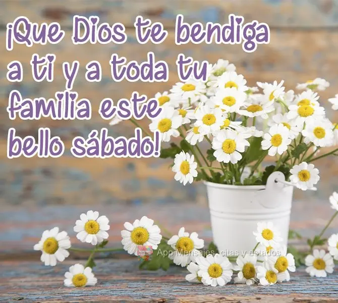 ¡Que Dios te bendiga a ti y a toda tu familia este bello sábado!