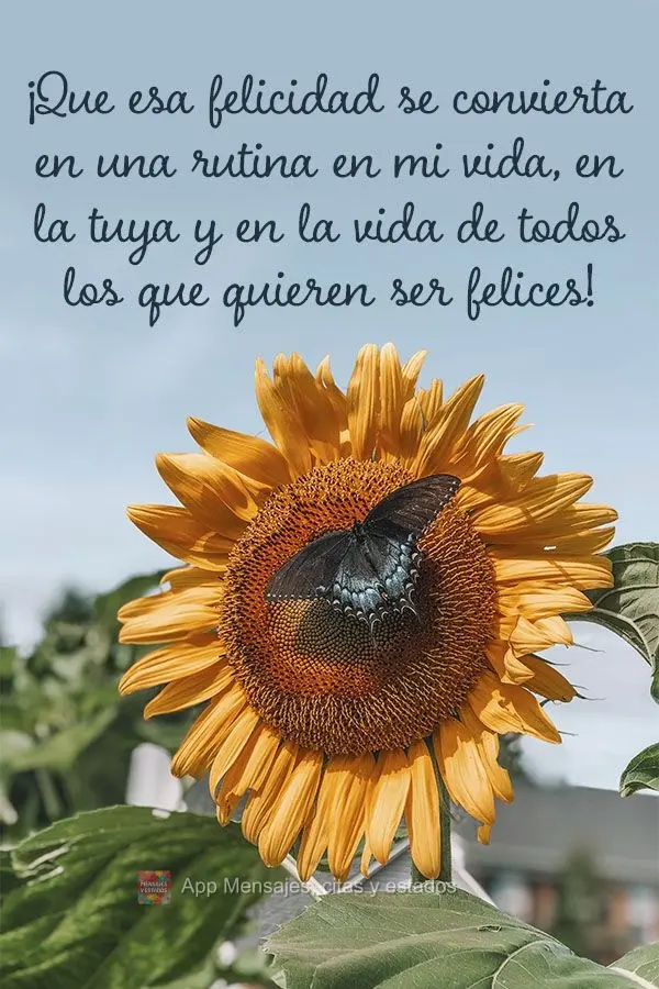 ¡Que esa felicidad se convierta en una rutina en mi vida, en la tuya y en la vida de todos los que quieren ser felices!