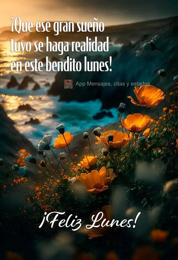 ¡Que ese gran sueño tuyo se haga realidad en este bendito lunes! ¡Feliz lunes!