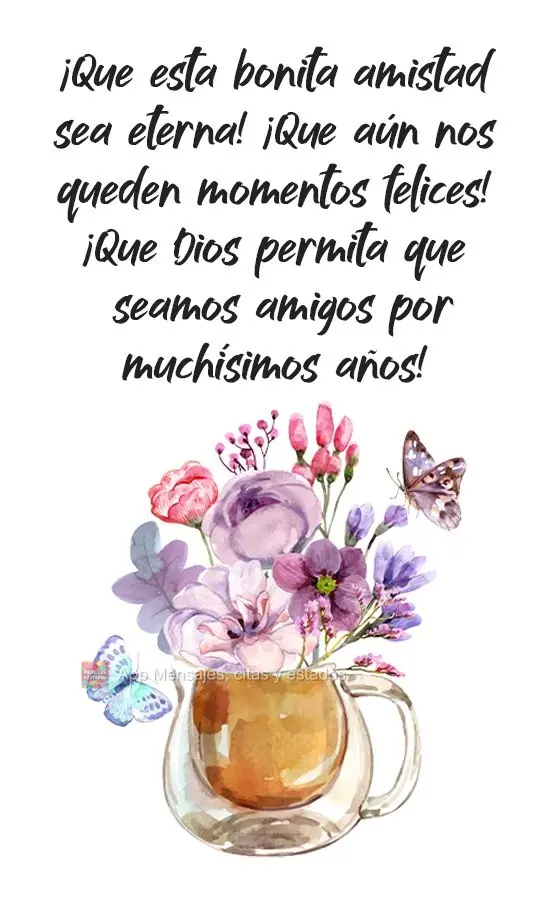 ¡Que esta bonita amistad sea eterna! ¡Que aún nos queden momentos felices! ¡Que Dios permita que seamos amigos por muchísimos años!