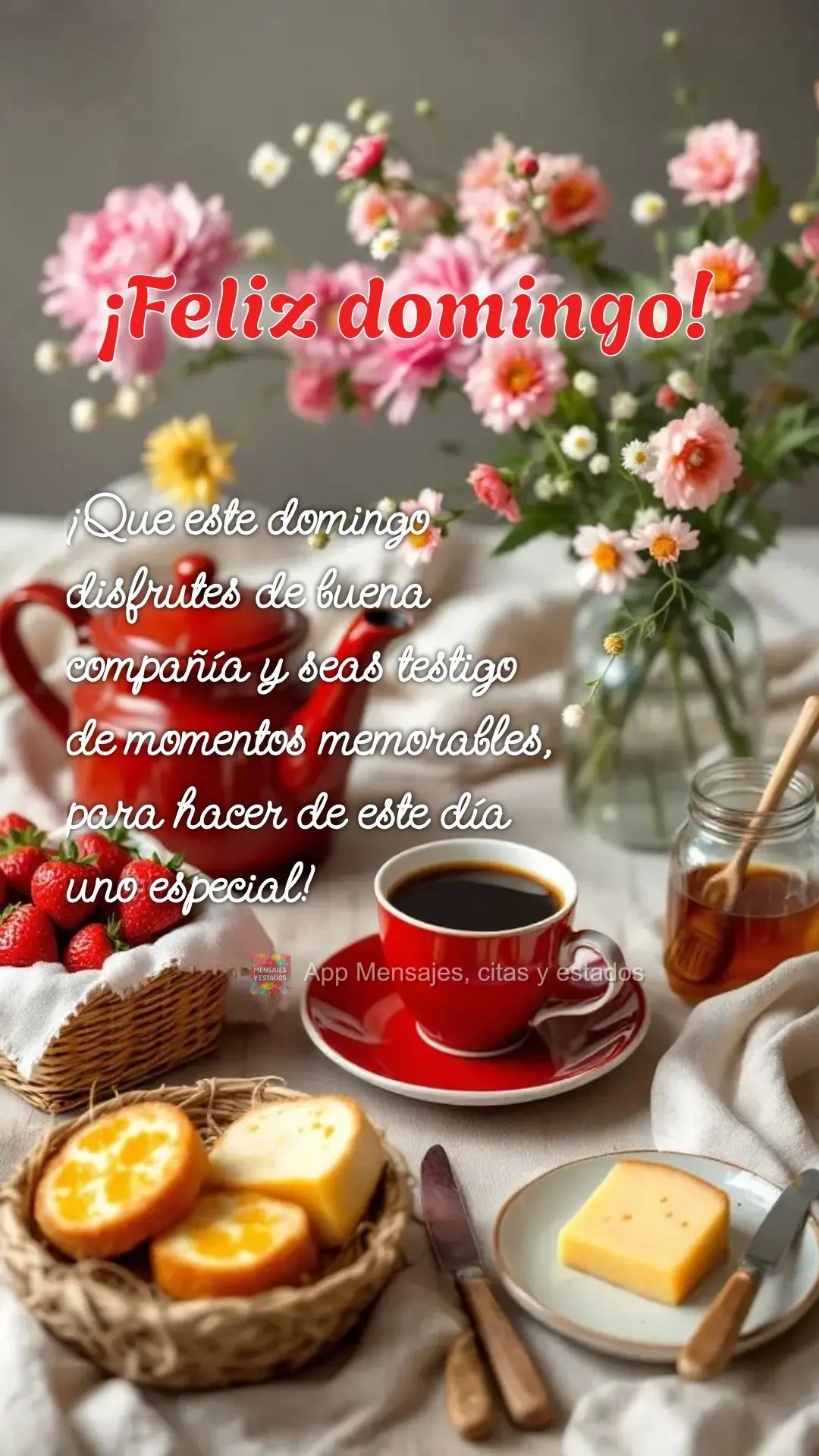 ¡Que este domingo disfrutes de buena compañía y seas testigo de momentos memorables, para hacer de este día uno especial! ¡Feliz domingo!