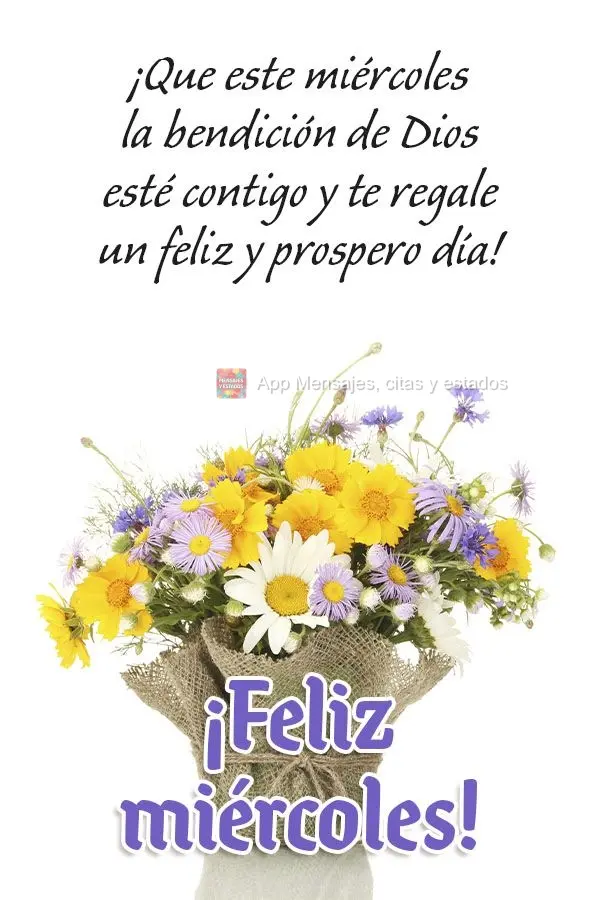 ¡Que este miércoles la bendición de Dios esté contigo y te regale un feliz y prospero día! ¡Feliz miércoles!