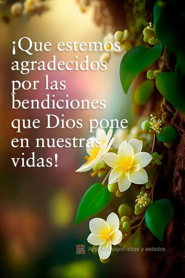 ¡Que estemos agradecidos por las bendiciones que Dios pone en nuestras vidas!