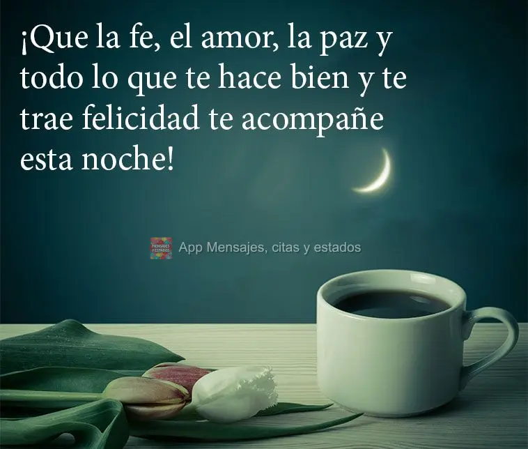 ¡Que la fe, el amor, la paz y todo lo que te hace bien y te trae felicidad te acompañe esta noche!