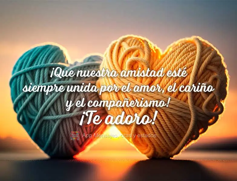 ¡Que nuestra amistad esté siempre unida por el amor, el cariño y el compañerismo! ¡Te adoro!