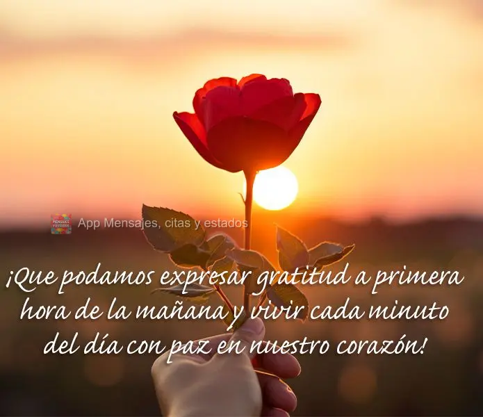 ¡Que podamos expresar gratitud a primera hora de la mañana y vivir cada minuto del día con paz en nuestro corazón!