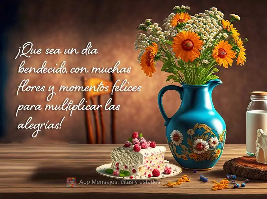 ¡Que sea un día bendecido, con muchas flores y momentos felices para multiplicar las alegrías!