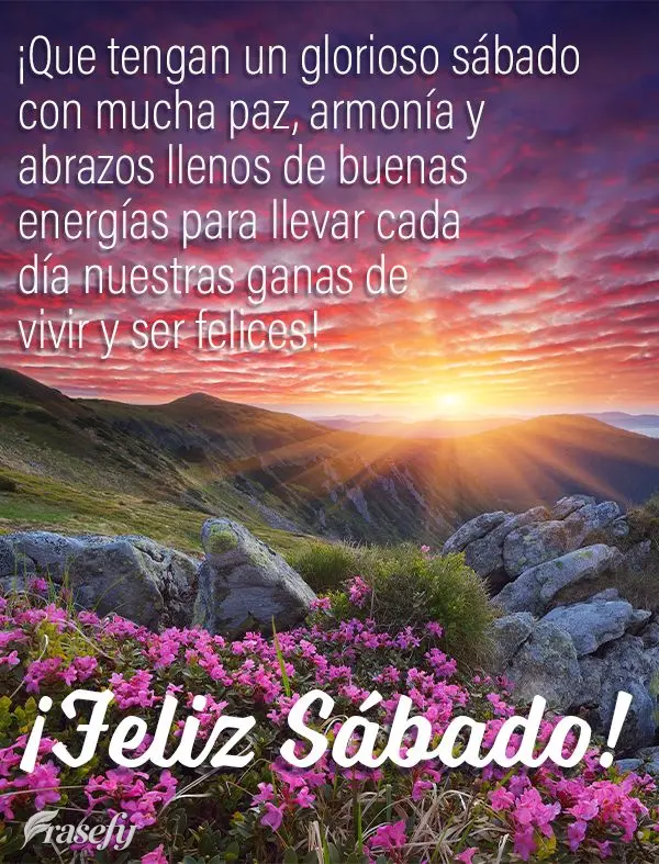 ¡Que tengan un glorioso sábado con mucha paz, armonía y abrazos llenos de buenas energías para llevar cada día nuestras ganas de vivir y ser felices...