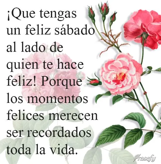 ¡Que tengas un feliz sábado al lado de quien te hace feliz! Porque los momentos felices merecen ser recordados toda la vida.