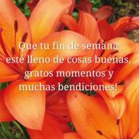 Que tu fin de semana esté lleno de cosas buenas, gratos momentos y muchas bendiciones!