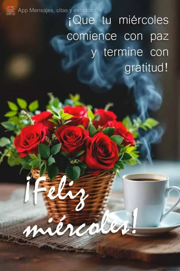 ¡Que tu miércoles comience con paz y termine con gratitud! ¡Feliz miércoles!