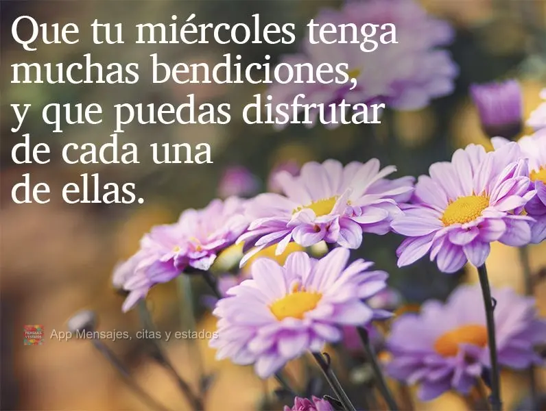 Que tu miércoles tenga muchas bendiciones, y que puedas disfrutar de cada una de ellas.