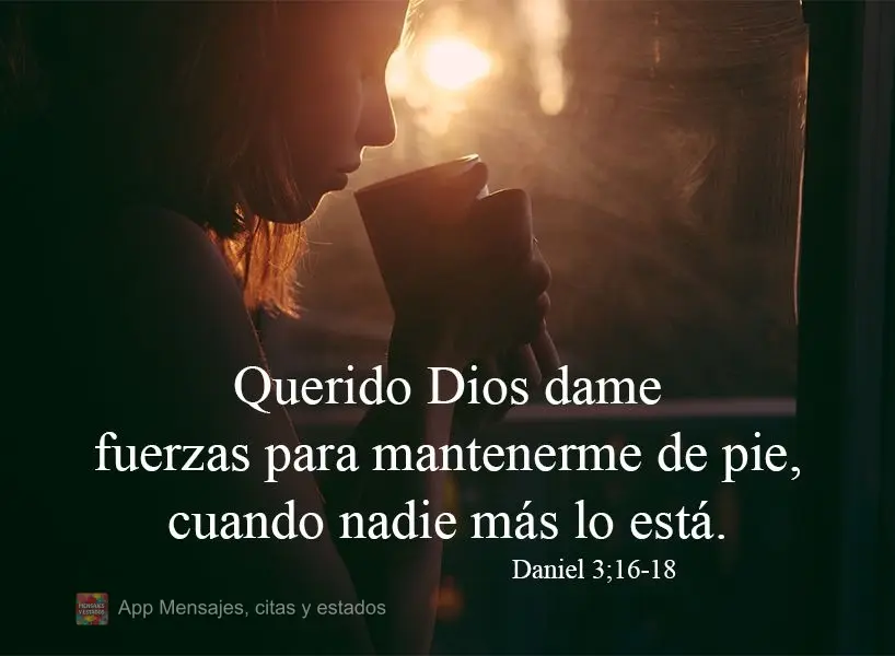 Querido Dios dame fuerzas para mantenerme de pie, cuando nadie más lo está. Daniel 3;16-18