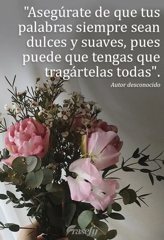 "Asegúrate de que tus palabras siempre sean dulces y suaves, pues puede que tengas que tragártelas todas". Autor desconocido