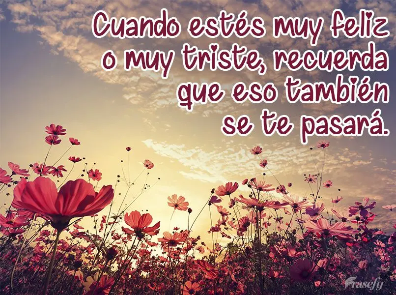 Cuando estés muy feliz o muy triste, recuerda que eso también se te pasará.