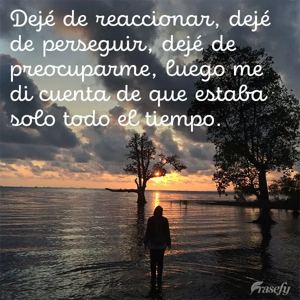 Dejé de reaccionar, dejé de perseguir, dejé de preocuparme, luego me di cuenta de que estaba solo todo el tiempo.