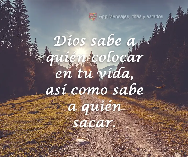 Dios sabe a quién colocar en tu vida, así como sabe a quién sacar.