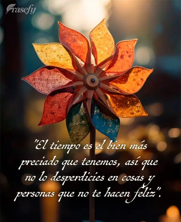 "El tiempo es el bien más preciado que tenemos, así que no lo desperdicies en cosas y personas que no te hacen feliz".