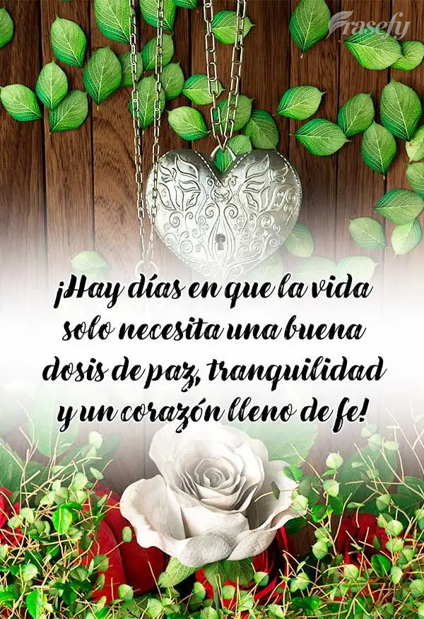 ¡Hay días en que la vida solo necesita una buena dosis de paz, tranquilidad y un corazón lleno de fe!