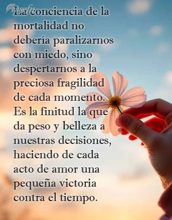 La conciencia de la mortalidad no debería paralizarnos con miedo, sino despertarnos a la preciosa fragilidad de cada momento. Es la finitud la que da pe...