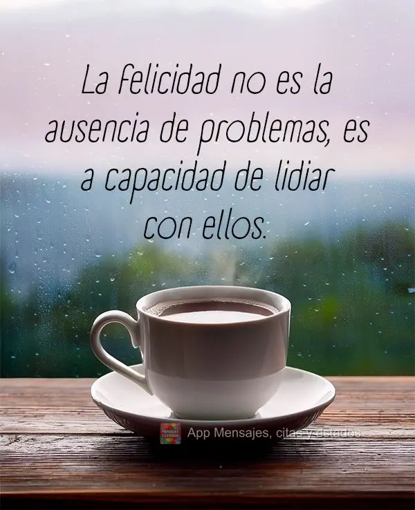 La felicidad no es la ausencia de problemas, es a capacidad de lidiar con ellos.