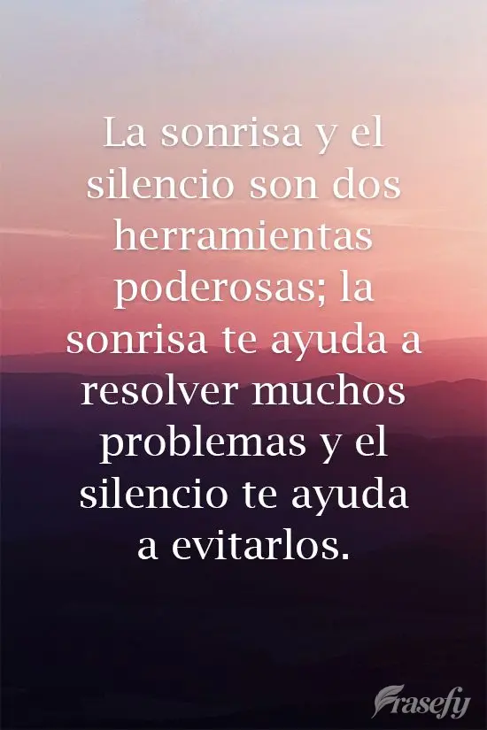La sonrisa y el silencio son dos herramientas poderosas; la sonrisa te ayuda a resolver muchos problemas y el silencio te ayuda a evitarlos.