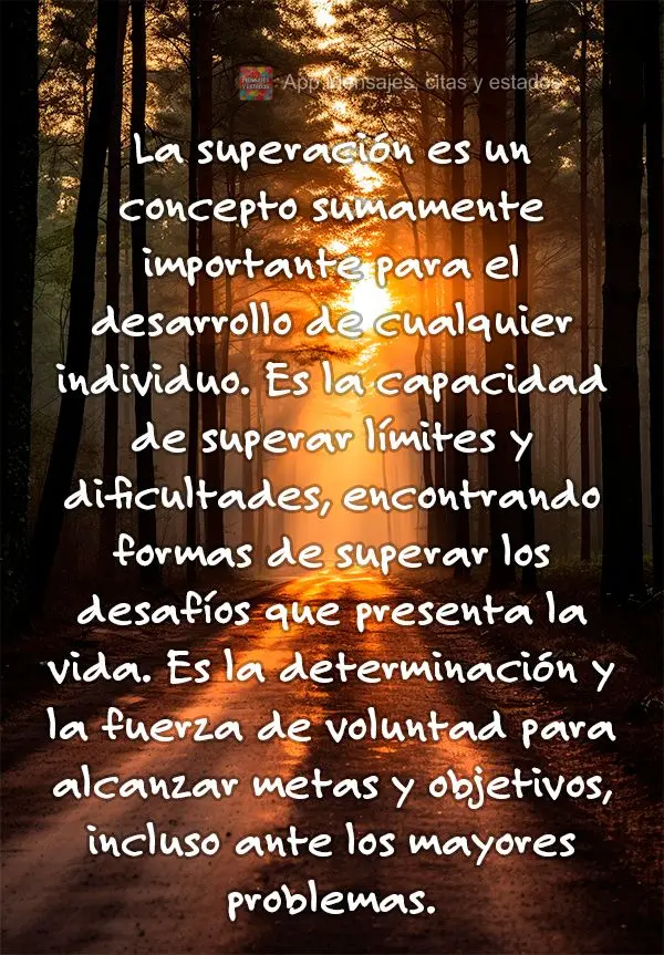 La superación es un concepto sumamente importante para el desarrollo de cualquier individuo. Es la capacidad de superar límites y dificultades, encontr...