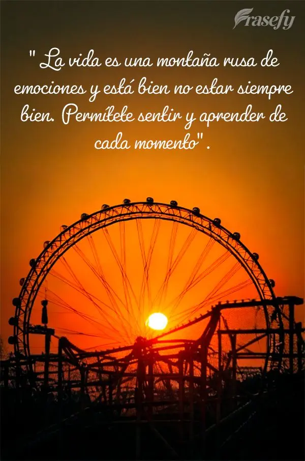 "La vida es una montaña rusa de emociones y está bien no estar siempre bien. Permítete sentir y aprender de cada momento".