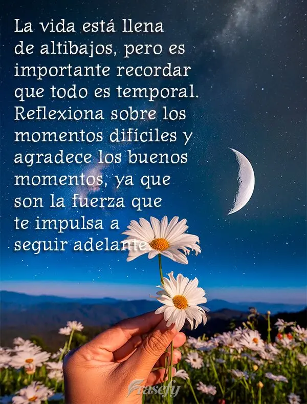 La vida está llena de altibajos, pero es importante recordar que todo es temporal. Reflexiona sobre los momentos difíciles y agradece los buenos moment...