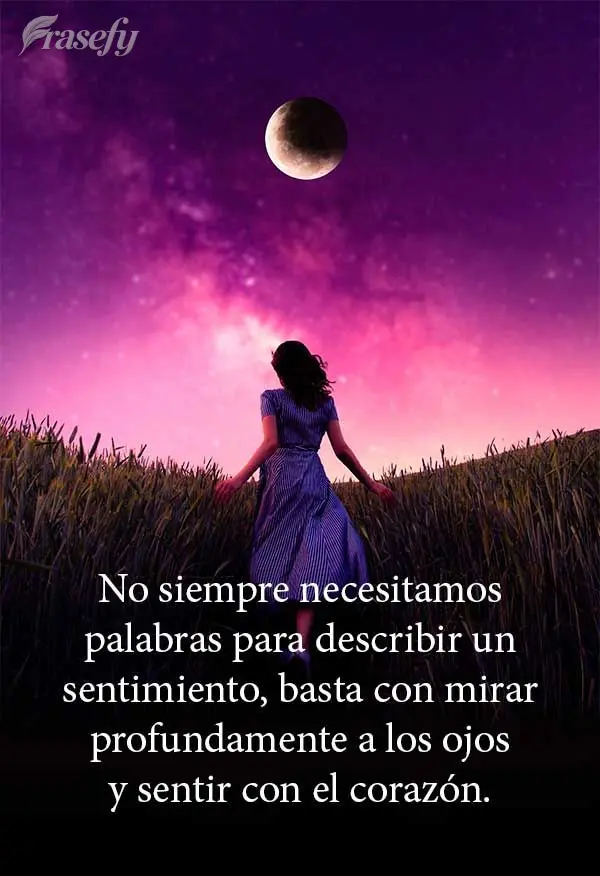 No siempre necesitamos palabras para describir un sentimiento, basta con mirar profundamente a los ojos y sentir con el corazón.