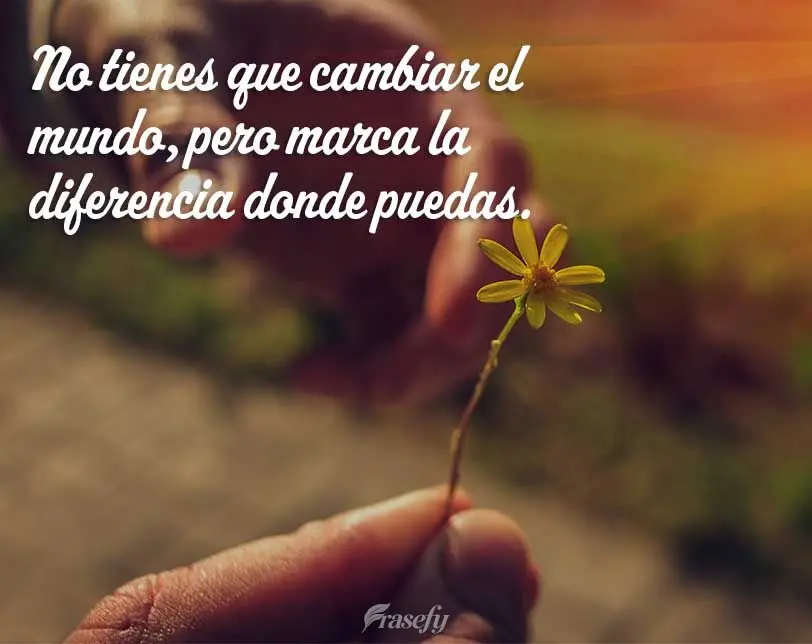 No tienes que cambiar el mundo, pero marca la diferencia donde puedas.