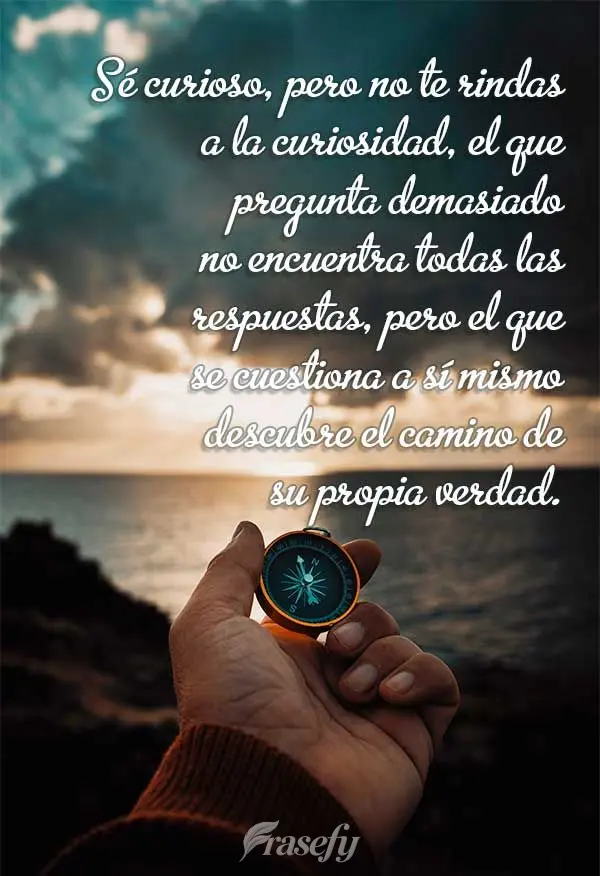 Sé curioso, pero no te rindas a la curiosidad, el que pregunta demasiado no encuentra todas las respuestas, pero el que se cuestiona a sí mismo descubr...