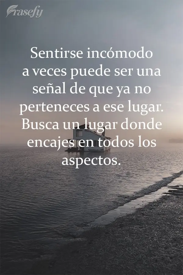Sentirse incómodo a veces puede ser una señal de que ya no perteneces a ese lugar. Busca un lugar donde encajes en todos los aspectos.