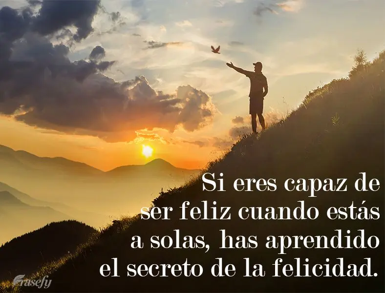Si eres capaz de ser feliz cuando estás a solas, has aprendido el secreto de la felicidad.