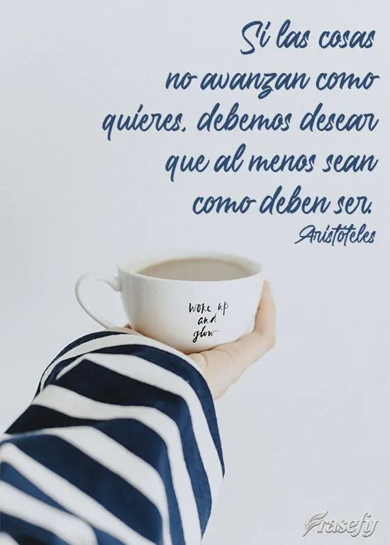 Si las cosas no avanzan como quieres, debemos desear que al menos sean como deben ser. Aristóteles