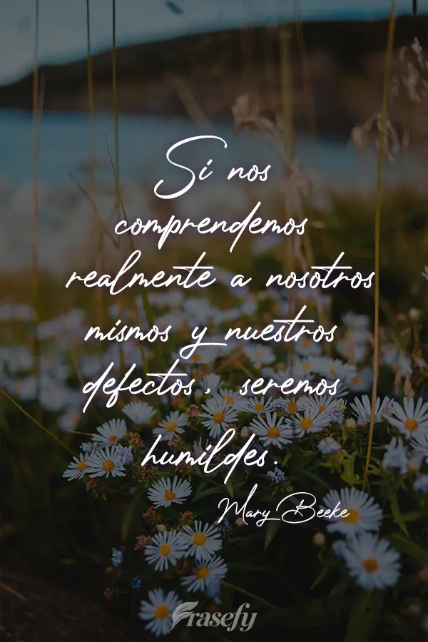 Si nos comprendemos realmente a nosotros mismos y nuestros defectos, seremos humildes. Mary Beeke