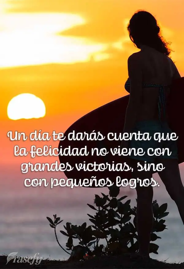 Un día te darás cuenta que la felicidad no viene con grandes victorias, sino con pequeños logros.
