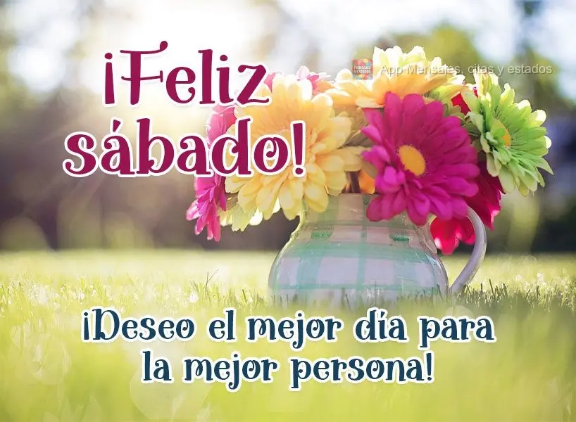 ¡Deseo el mejor día para la mejor persona! ¡Feliz sábado!