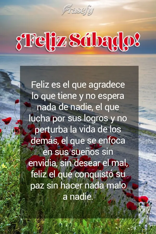 Feliz es el que agradece lo que tiene y no espera nada de nadie, el que lucha por sus logros y no perturba la vida de los demás, el que se enfoca en sus...