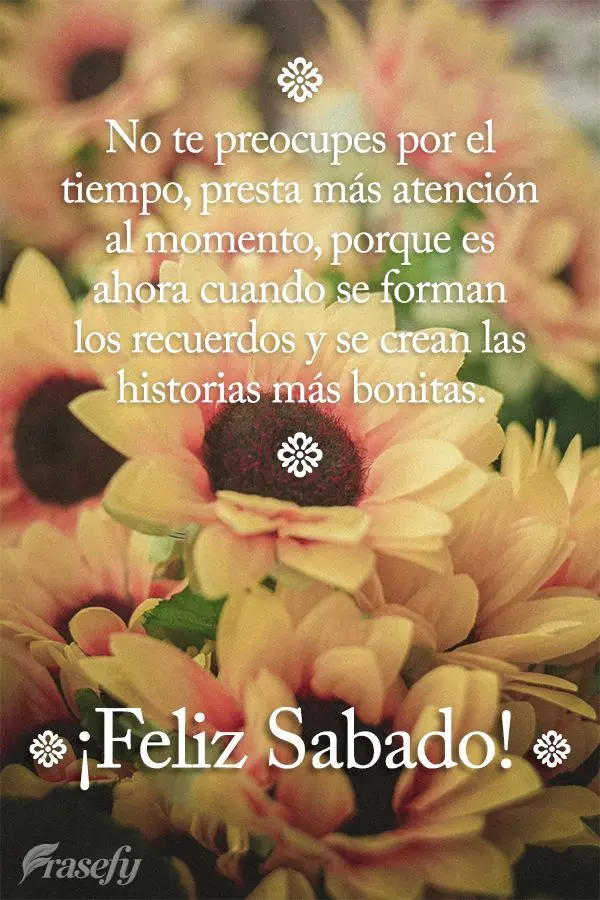 No te preocupes por el tiempo, presta más atención al momento, porque es ahora cuando se forman los recuerdos y se crean las historias más bonitas. ¡...