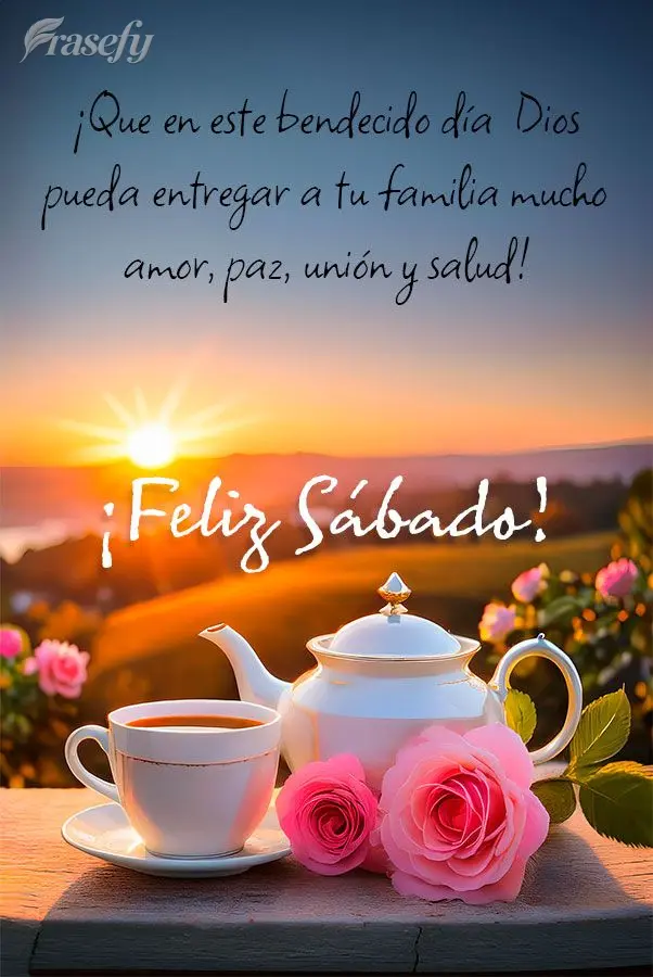 ¡Que en este bendecido día  Dios pueda entregar a tu familia mucho amor, paz, unión y salud! ¡Feliz Sábado!