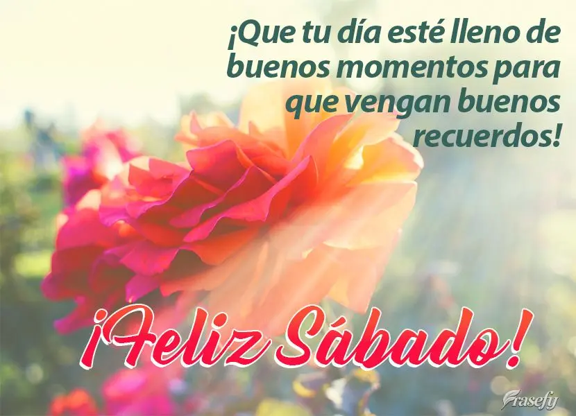 ¡Que tu día esté lleno de buenos momentos para que vengan buenos recuerdos! ¡Feliz Sábado!